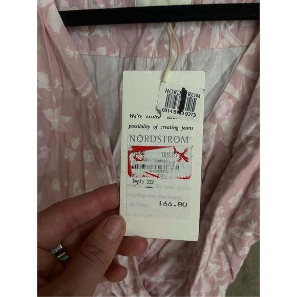 McGuire NWD Bassinger Faux Wrap Dress, Pink White Floral, Size Small, MSRP $278 - Picture 8 of 11